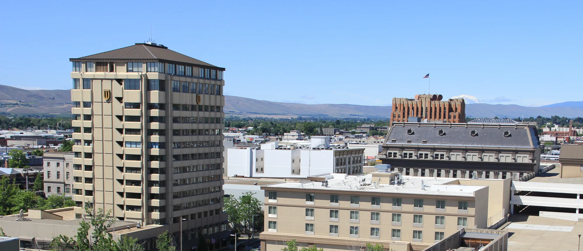 Downtown Yakima high-rise buildings and the Yakima Valley